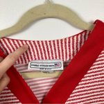Vintage Womens L Red & White Striped Varsity Cardigan Preppy Nautical Coastal Size L Photo 9