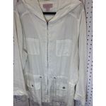 Saint Tropez West Linen Hooded Zip Up Utility Jacket Cream White Size 2X Photo 2