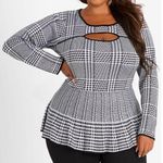 Ashley Stewart nwt Cutout Houndstooth Peplum Sweater size 18 20 Photo 0