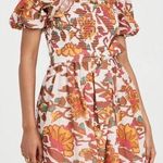 Cleobella  Delfina Mini Dress Orange Brown Pouf Sleeve Square neck S EUC Classic Photo 0