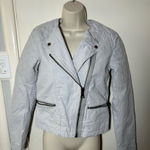 Gap  Women's Light Gray Leather Jacket Photo 0