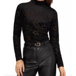 1. State ‎ Velour Floral Turtleneck Top Black NWOT Small Photo 1