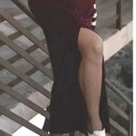 Hippie Chic 🆕 Raisin Side-Slit Maxi Skirt Burgandy M🆕 Photo 3