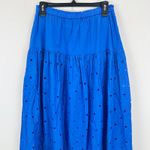 J.Crew Drop Waist Eyelet Midi Skirt Bright Grotto Blue A Line Cotton Small NWT Photo 6