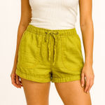 C&C California  Size Small 100% Linen High-Rise Mustard Yellow Shorts. Photo 0