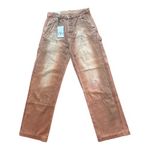 ZARA  Carpenter Pants Women Sz 30 Orange Tan Washed Denim Utility Workwear Photo 1