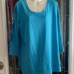 H by Halston Blue Long Cut Out Sleeves Tunic Top Womens Super Soft Sz M Photo 0
