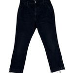 frame denim Frame Black High Waisted Frayed Hem Straight Leg Jeans Photo 0