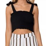 Gabriela Black Smocked Bodice Tie Strap Crop Top Size M Photo 3