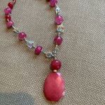 Gorgeous Swarovski crystal and cherry quartz chunky necklace, NEW Pink Photo 1