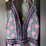 Cabana Life one piece swimsuit halter open back embroidered abstract print Pink Size M Photo 1