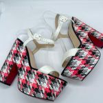 Christian Louboutin  Rare bella platform sandal white leather strappy tweed 41 Photo 3