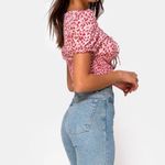 Motel Rocks Raquel Crop Top In Ditsy Butterfly Peach And Red size XS Photo 1