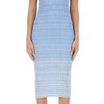 STAUD Light Blue Striped Midi Dress Photo 1