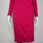 Ingrid & Isabel hot pink boat neck pointelle long sleeve sheath dress, size s Photo 4