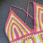 Princess Polly  Daisy Girl Crochet Cropped Halter Top Pink Yellow S/M Festival Photo 4