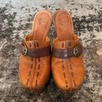 White Mountain  Brown Leather 3" Heeled Buckle Clogs Size 8 Photo 1