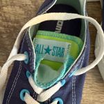 Converse  All Star Canvas Sneakers Blue Lime Green Women’s Size 6 Double Tongue Photo 3