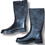 Banana Republic Boots Size 7 Women's Tall Rainboots Plaid Pattern EUC Excellent Photo 2