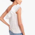 J.Crew  • White One Shoulder Ruffle Eyelet Top Photo 2