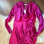 MORE TO COME Brigette Drape Front Dress In Berry Pink Size M Photo 4