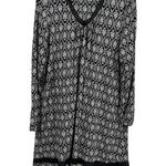 Anne Klein  Black White Rayon Spandex Lightweight Long Sleeve V Neck Dress Large Photo 7