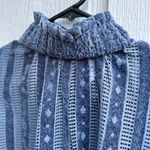 FRNCH  Paris blue high neck smocked cuffs striped blouse size small Photo 4