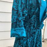 Vintage 90s Paisley Jersey tank shirt overlay dress teal black LARGE? Blue Photo 5