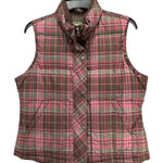 Eddie Bauer  Goose Down Puffer Vest Womens M Pink Brown Plaid Preppy Gorpcore Photo 0