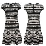 Alice + Olivia - Black & White Aztec Print Dress W/ Flared Hem Sz XS Photo 9