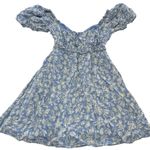 ASTR The Label Dress Womens Small Milkmaid Floral Puff Sleeve Smocked Mini Blue Photo 1