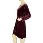 Loft  BURGUNDY VELOUR V NECK WRAP LOOK DRESS (XL) Photo 4
