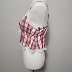 American Eagle  Crimson Plaid Prettiest Lace Cropped Camisole Size Medium Photo 5