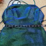 Lulus NWOT Impressive Confidence Shiny Green and Blue Lace-Up Mini Dress Photo 6