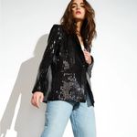 Susana Monaco NWT Black Sequin Blazer Front Snap Size Small Photo 1