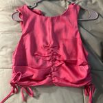 Vestique ruched hot pink satin crop top halter neck size S Photo 2