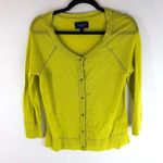 American Eagle Womens Cardigan Sweater Thin Knit Wool Blend 3/4 Sleeve Yellow M Photo 0