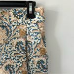 Anthropologie Drew Cream Gold Blue Wide Leg High Rise Trouser Satin Pants S Photo 2