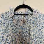 FATE. Blue Cream Pleated Full Sleeve Blouse Sz Medium Photo 2