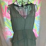 Glam Green Peplum Tie Front Blouse Photo 0