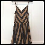 Amanda Uprichard  Chevron Silk Blend Dress Black Tan Sleeveless Party‎ Neutral Photo 3