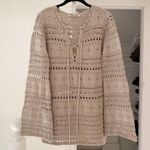 TheOpen Product Pointelle Crochet Knit Wide Sleeve Sweater in Beige Size 1 $175 Photo 7