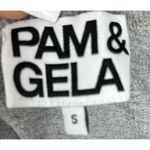 Pam & Gela size small gray Pullover Sweater V-neck Relaxed Fit Distressed Trim Photo 4
