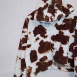 Urban Outfitters UO Cozy Faux Fur Hoodie Sweatshirt in Cow Print size small Photo 3