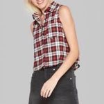 Wild Fable plaid flannel sleeveless button front cropped top XL Photo 2