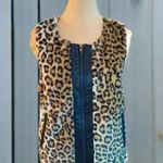 Prómesa PROMESA Women’s Animal Print Vest Sz Small Full Zip Sleeveless Pockets Faux Fur Photo 2