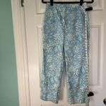 Talbots Vintage 100% Cotton Floral Print Slacks Teal Aqua White Women’s Size 6 Photo 7