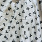 NWOT XS White Bubble Skirt Gray Bunny Print Flat Front Flare Hem Knee Length Photo 1