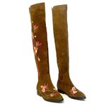 Ash Jess Russet Suede Over the Knee Boots Floral Embroidery Flat Riding EU 40 Photo 3