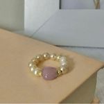 Handmade “Mara” Pink Pearl Fidget Ring Bead Jade Spinner Tactile Elastic Boho Photo 2